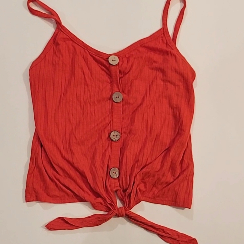 Ribbed crop tank top with tie by Free Kisses